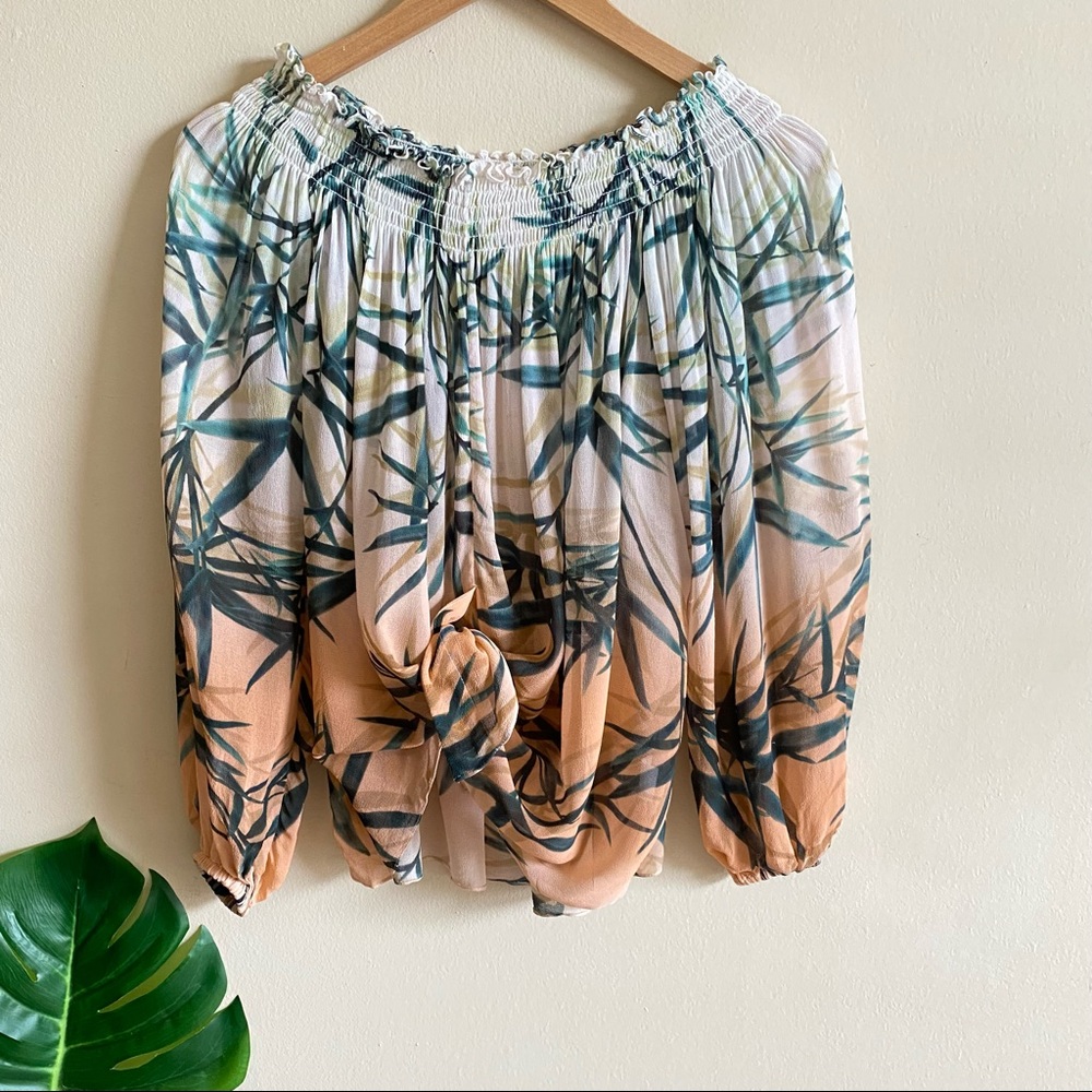 Artelier Nicole Miller Off the Shoulder Rocky Floral Top Women's Size Small